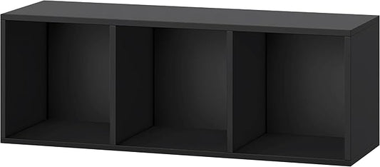 IOTXY DIY Modular Cube Bookcase - CubeXY Customizable Stackable Expandable Basic Shelving Units, 3-Cube Wooden Open Bookshelf for Fabric Storage Bin Organizer, Black
