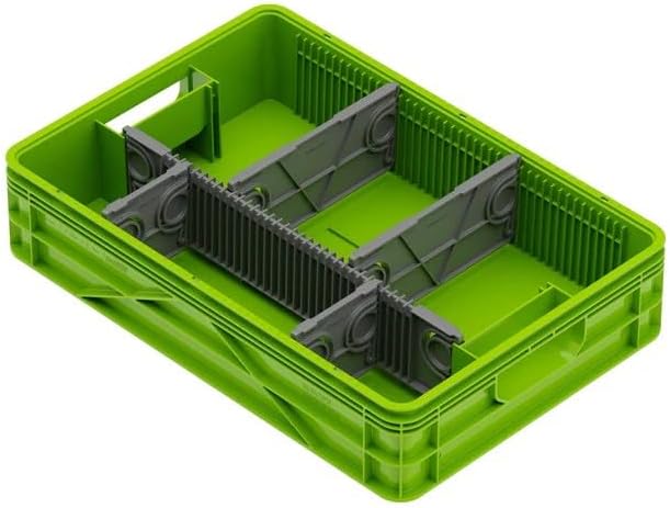 SIDIO Quarter Crate 4 Pack of Stackable Storage Bins - Organizer Bins with Dividers for Garage Organization, Home Storage - Heavy Duty Plastic Containers - 19.16” x 12.75”x 4.57” (Slime)