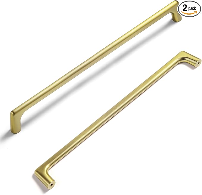 Goo-Ki Brushed Gold Cabinet Pulls with 10''(256mm) Hole Centers, Modern Style Zinc Alloy Cabinet Handles for Dresser,Wardrobe,Cupboard- 2 Pack