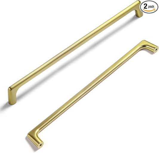 Goo-Ki Brushed Gold Cabinet Pulls with 10''(256mm) Hole Centers, Modern Style Zinc Alloy Cabinet Handles for Dresser,Wardrobe,Cupboard- 2 Pack