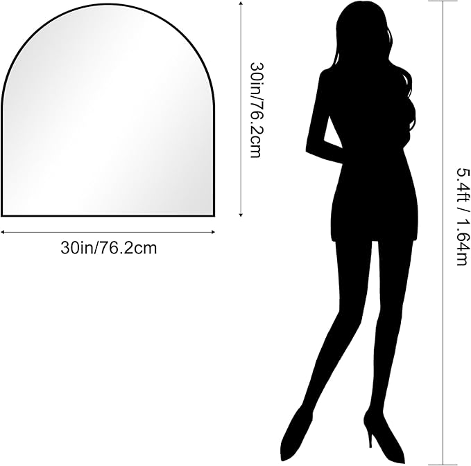 CIRCUMI Arched Wall Mirror, 30"x30" Black Arched Mirror with Tempered Glass, Metal Frame, Large Size for Entryway Table, Mantel,Living Room,Over Sink,Arch Mirror for Decor,Shatterproof&Crystal-Clear