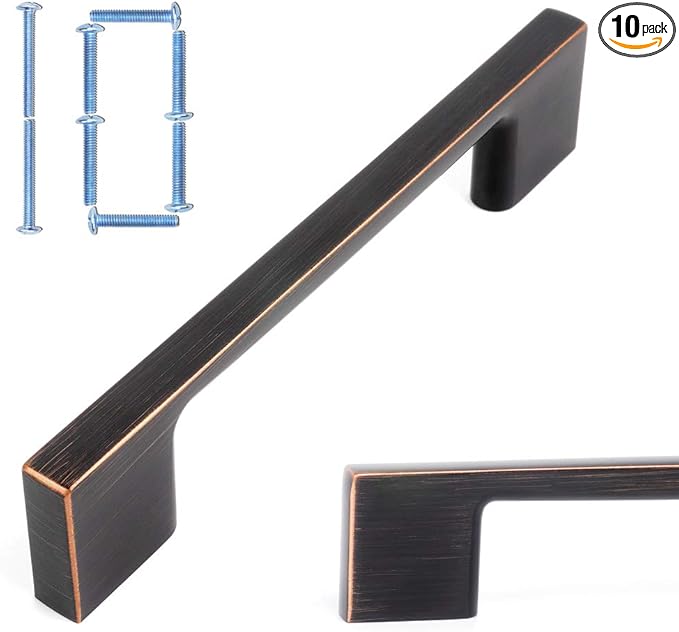 KOOFIZO 10 Pack 3-3/4 Inch Oil Rubbed Bronze Kitchen Cabinet Pulls Rubbed Bronze Cabinet Handles Bronze Cabinet Hardware for Kitchen Cabinets Drawer P01 Dresser Cupboard Bedroom Bathroom