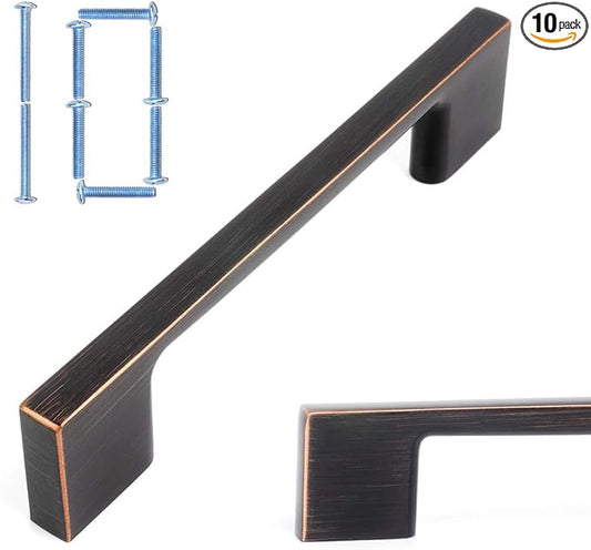 KOOFIZO 10 Pack 3-3/4 Inch Oil Rubbed Bronze Kitchen Cabinet Pulls Rubbed Bronze Cabinet Handles Bronze Cabinet Hardware for Kitchen Cabinets Drawer P01 Dresser Cupboard Bedroom Bathroom