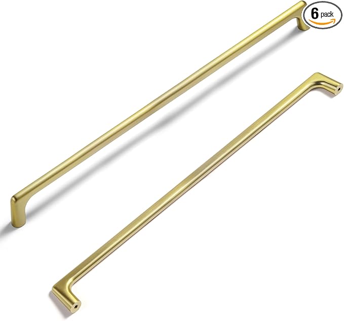 Goo-Ki Brushed Gold Cabinet Pulls with 12.6'' Hole Centers, Modern Style Zinc Alloy Cabinet Handles for Dresser,Wardrobe,Cupboard- 6 Pack