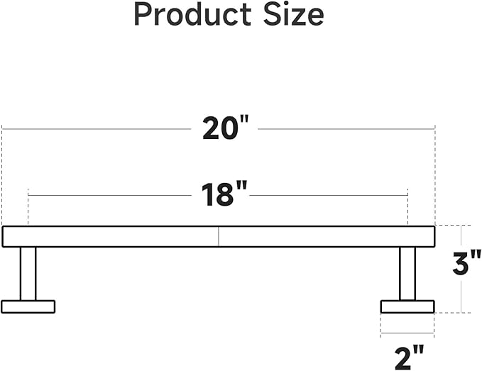 USHOWER Matte Black Towel Bar, 18-Inch Towel Rack for Bathroom Wall Mounted, Thicken SUS304 Stainless Steel Towel Rod Modern Home Decor (Total Length 20-Inch)