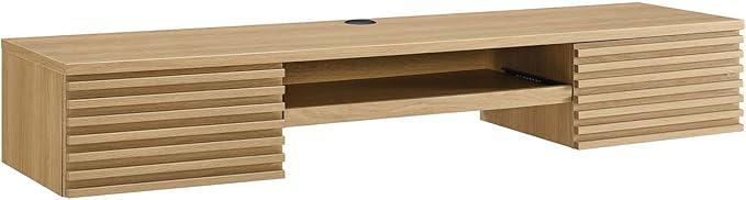 Modway Render Mid-Century Modern, Wall Mount Office Desk, Oak