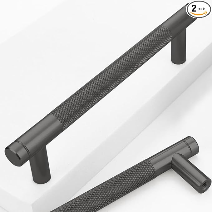 2 Pack 5 Inch 128 mm Black Barrel Cabinet Pulls Cupboard Aluminum Handles Drawer Pull Cabinet Handles Cabinet Handles