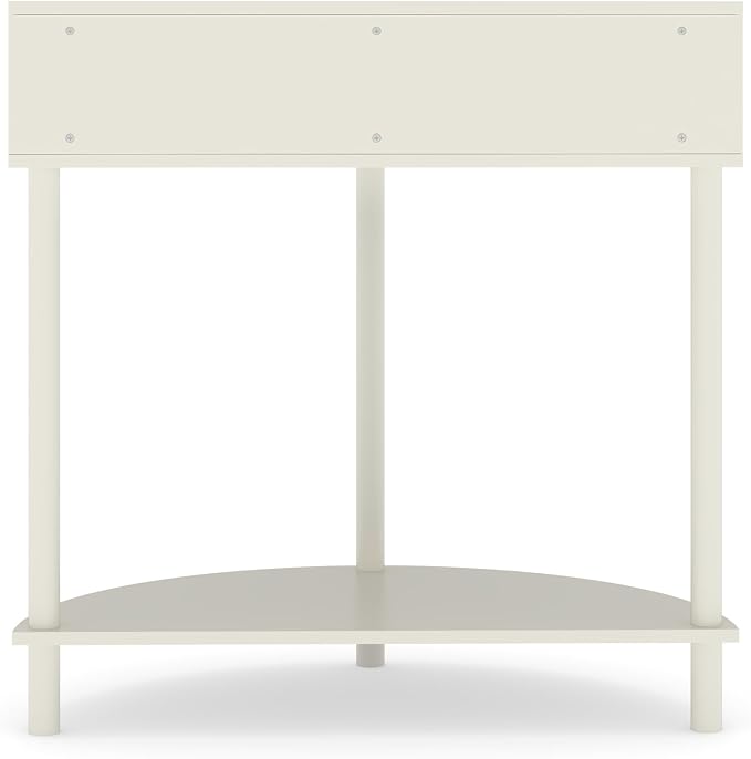 31.5'' Wood Small Console Table Retro Curved Sofa Table with 2-Door Storage Space for Living Room Entryway, Circular Half Moon Design, Cream White