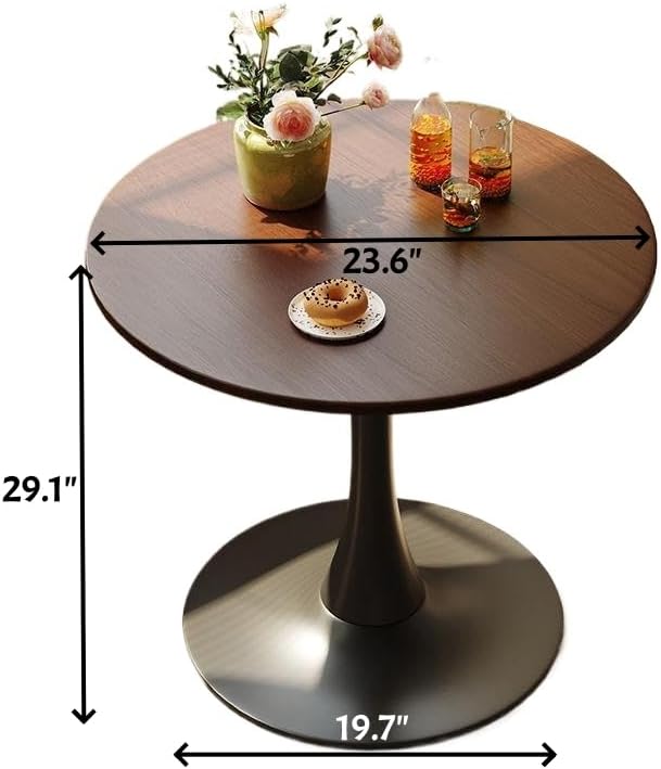 24" Tulip Table Round Dining Room Table, Mid-Century Modern Small Kitchen Table for 2-3 Persons, Leisure Coffee Table for Living Room Balcony Bistro Office (Walnut, 24")