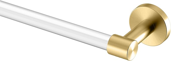 Gatco 5730 Clarion 24" Bathroom Towel Bar, Brushed Brass, Wall-Mounted Towel Rack, Crystal-Clear Acrylic Modern Bathroom Accessory