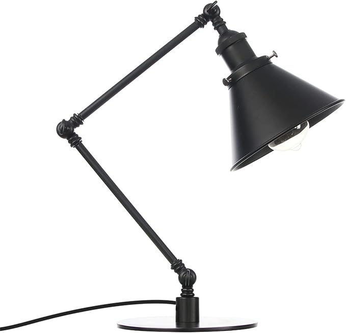 Makeup Vintage Desk Lamp, Industrial Metal Task Table Lamp with Adjustable Swing Arm, Bedroom Bedside Night Light Cafe Retro Reading Lighting,Black