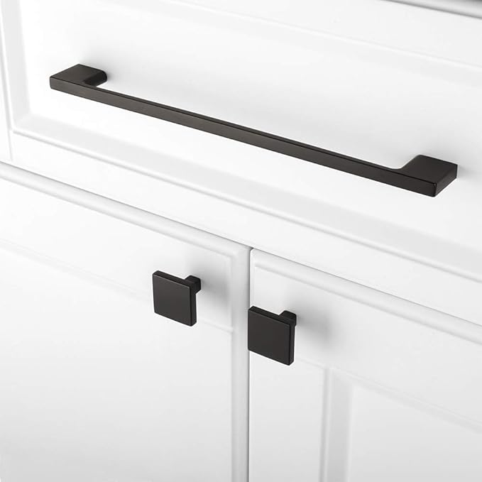 KOOFIZO 10 Pack 8-4/5 Inch Matte Black Kitchen Cabinet Pulls Black Cabinet Handles Black Cabinet Hardware for Kitchen Cabinets Drawer P01 Dresser Cupboard Bedroom Bathroom