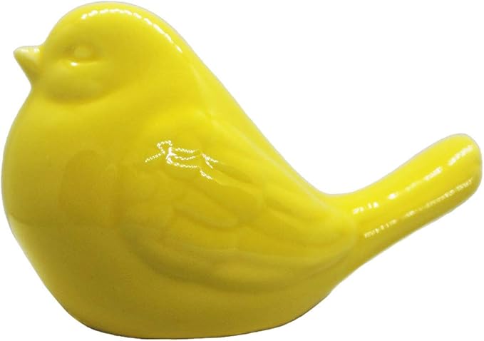 NEW Yellow Bird Figurine, Ceramic Chubby Bird Figure Cottage Animal Bird Statue Decorations for Home Garden Decor Accents