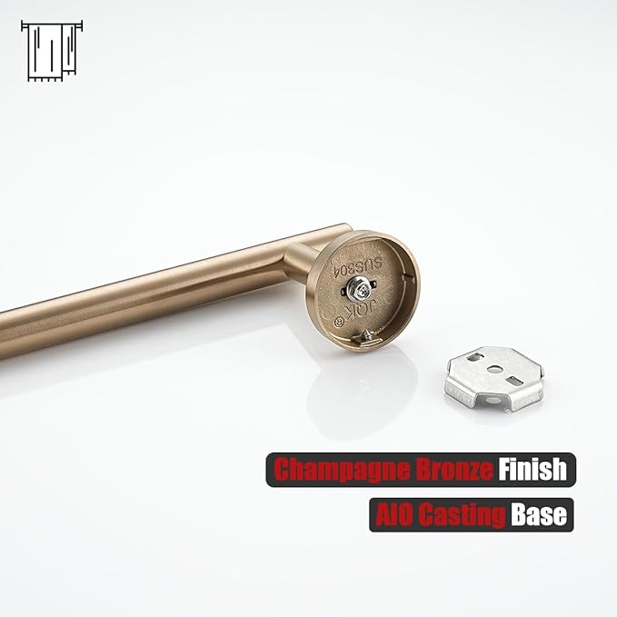 JQK Champagne Bronze Towel Bar, 15 Inch 304 Stainless Steel Thicken 0.8mm Towel Rack Bathroom, Towel Holder Wall Mount, Useable Length 12 Inch, TB110L12-CB