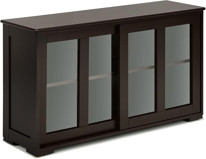 Buffet Cabinet with Storage, Kitchen Sideboard with Sliding Glass Doors, Credenzas Storage Cabinet with Adjustable Shelf, Stackable Kitchen Cupboard for Dining Room Coffee Bar