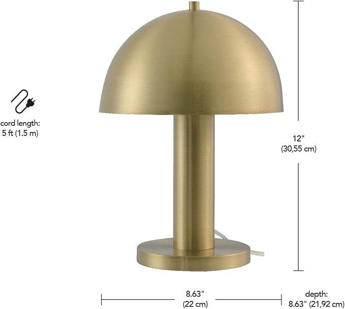 Globe Novogratz x Electric 65856 Olivia 12" Table Lamp, Matte Brass