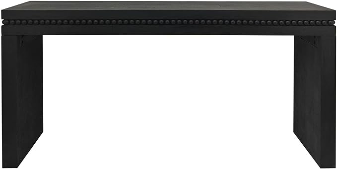 Wood Console Table, 64" Retro Long Sofa Table Behind Couch with Real Wood Beads Decor, Wooden Narrow Sofa Table Hall Table for Living Room Foyer Entrance Entryway, Black
