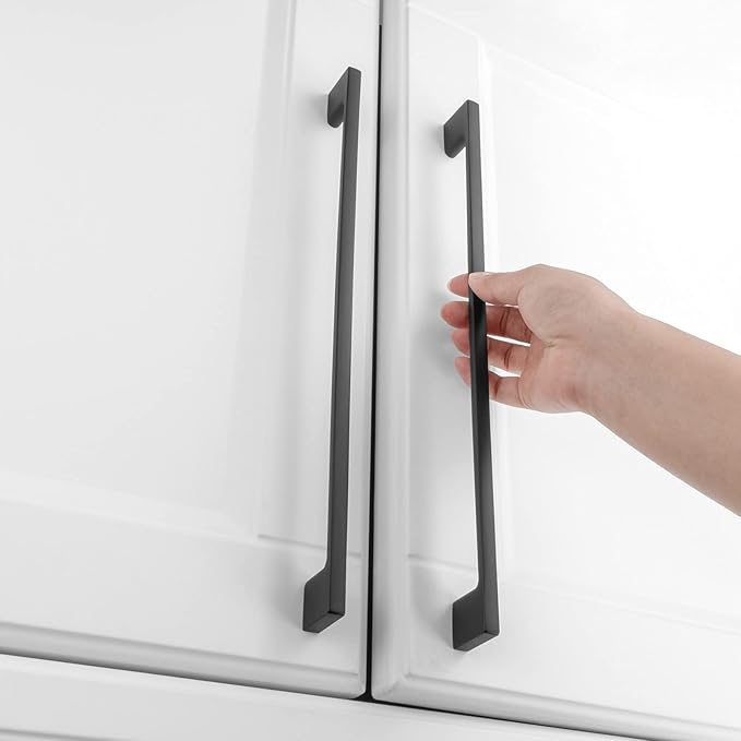 KOOFIZO 10 Pack 11-5/16 Inch Matte Black Kitchen Cabinet Pulls Black Cabinet Handles Black Cabinet Hardware for Kitchen Cabinets Drawer P01 Dresser Cupboard Bedroom Bathroom