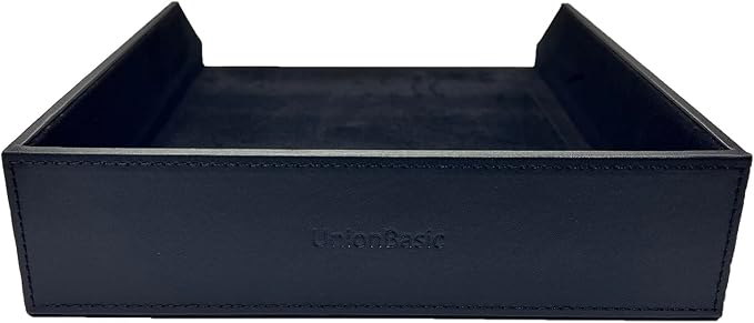UnionBasic Stackable Document Paper Letter Tray, Faux Leather Desktop File Sorter Organizer Tray, Black