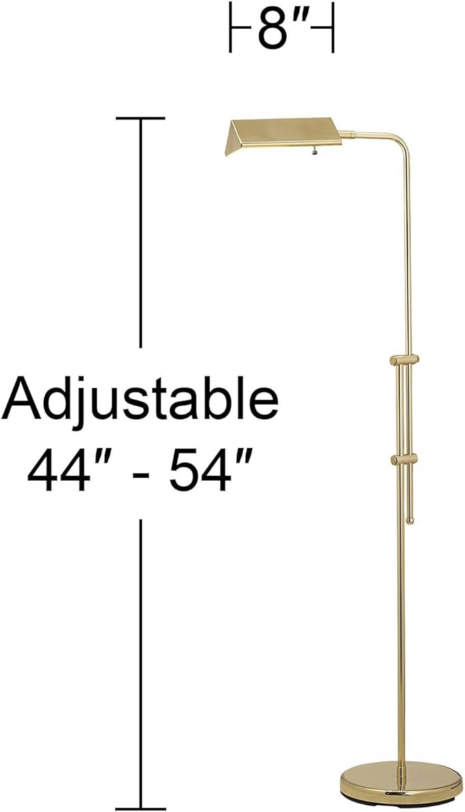 Regency Hill Tony Traditional Farmhouse 54" Tall Standing Floor Lamps Set of 2 Lights Pharmacy Task Adjustable Gold Brass Finish Living Room Bedroom House Reading Office Home Decor Entryway Dining