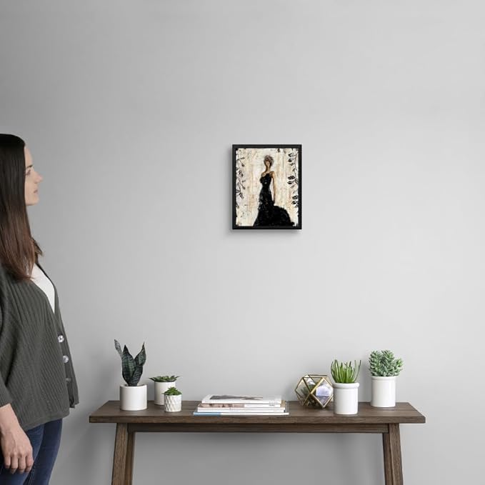 CANVAS ON DEMAND Dark Beauty Walnut Float Framed Canvas Wall Art Print by Erin Ashley, Abstract, Contemporary, Figurative, Glam, Home Decor, Woman, Trendy Artwork,8" x10in