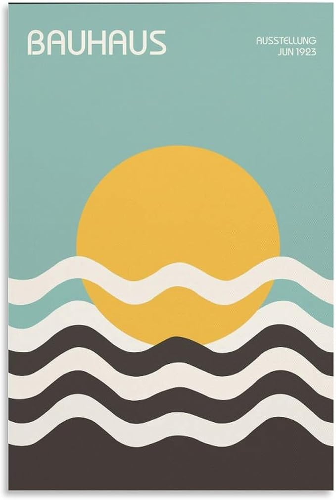 Bauhaus Poster Wall Art,Exhibition Wall Art, Stylish Mid Century Home Decor Canvas Wall Art Print Poster For Home School Office Decor Unframe-style 12x18inch(30x45cm)