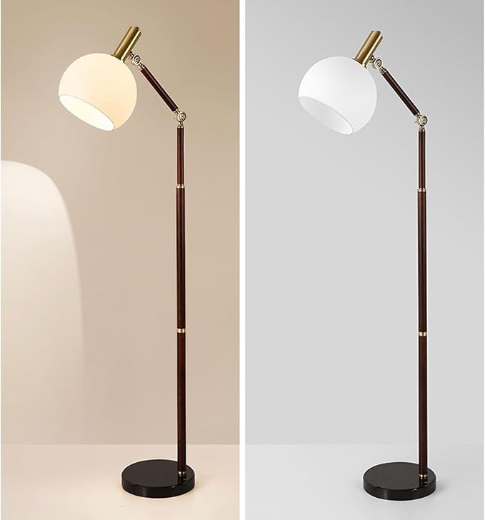Creative Vintage Adjustable Swing Arm Floor Lamp with Tri-Color Dimming - E26 Metal Glass Standing Lamp, H59”, Ideal for Bedroom, Office, Hotel, Room, Torchiere, Villa, Mall Decoration