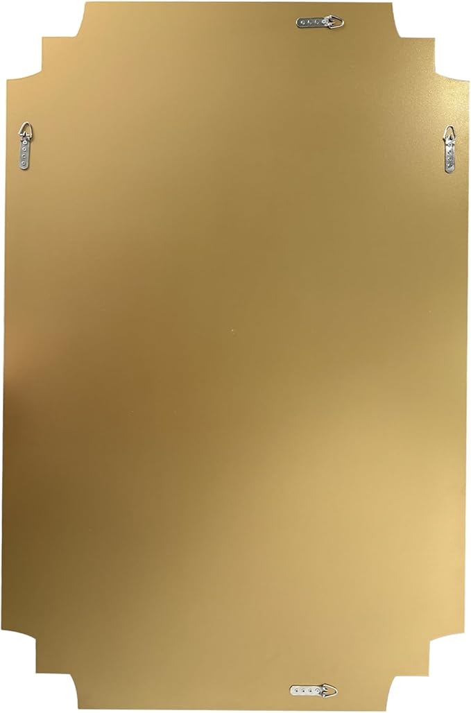 Gold Mirror for Wall, 48" x32" Wooden Framed, Polished Bevelled Rectangle Mirror, Modern Decorative Mirrors for Wall Decor, Irregular Mirror for Living Room, Bathroom, Entryway, Bedroom
