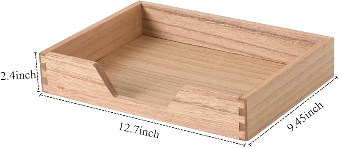 DDYURI Wood Letter-Size Tray for Office Desktop Organizer - Wooden Front-Load Documents Tray for Mail, Paper, File, Magazine, Pen,Notebook Storage Paper Holder Trays Light(DGTU-LT)
