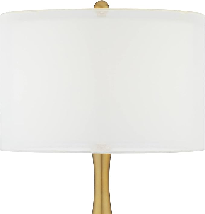 Color + Plus Nickki 30 1/2" Tall Large Mid Century Modern Glass End Table Lamp Celosia Orange Gold Brass Finish Metal Base Single White Shade Living Room Bedroom Bedside Nightstand House Office