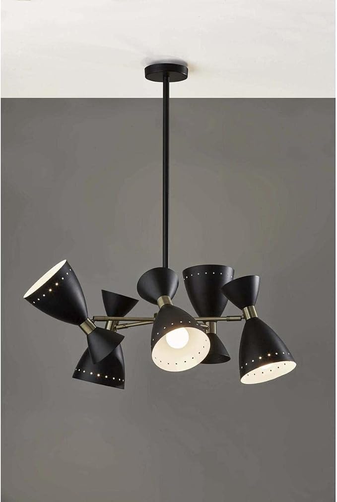 Adesso 4280-01 Oscar 5-Head Pendant, 36.25 in., 5 x 40W, Black w/Antique Brass, 1 Pendant Lighting