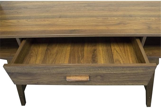 OS Home and Office Model Mid Century One Drawer and Sturdy Legs Desk, Brown