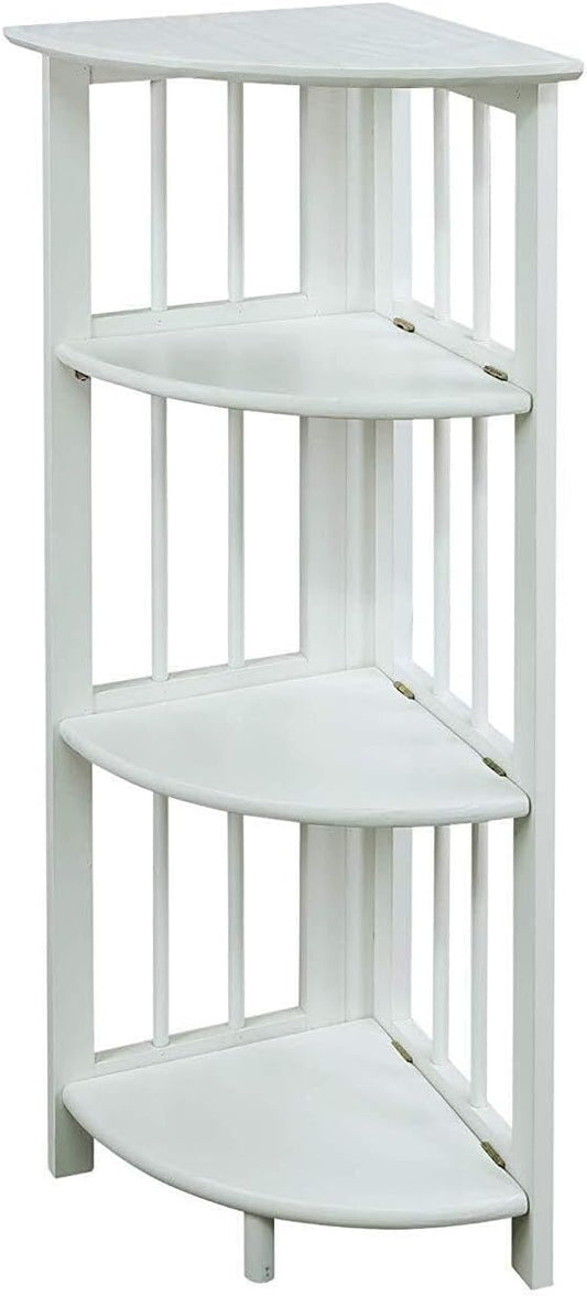 Casual Home 4-Shelves Corner Folding Bookcase, White