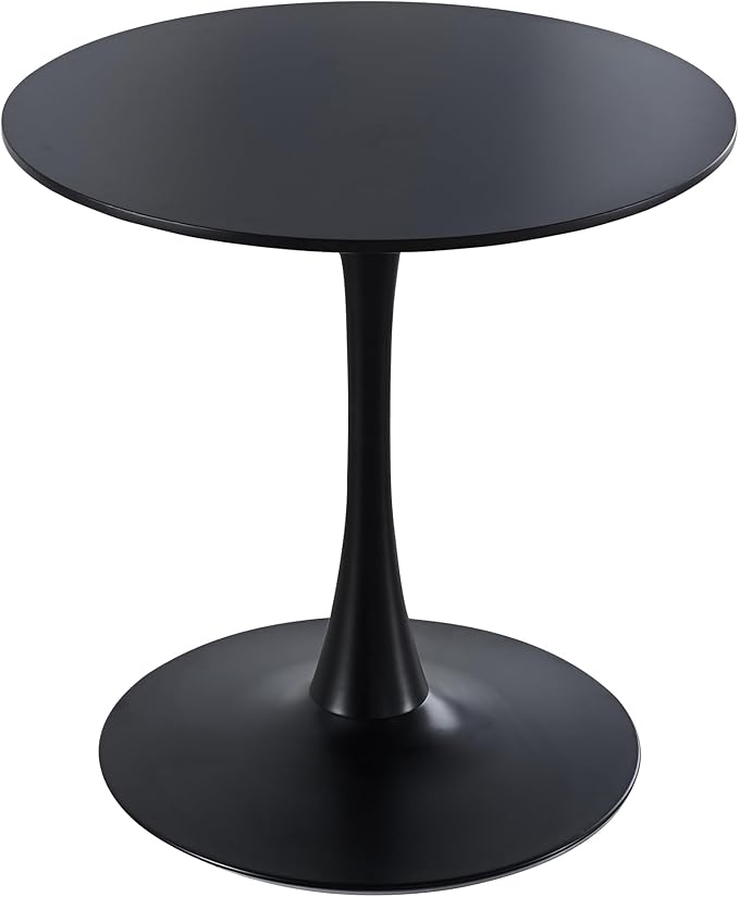 31.5 Inch Round Dining Table,Mid-Century Tulip Table with Metal Pedestal Base,Modern Leisure Table for Small Space Kitchen Dining Room,Easy Assembly,Matte Black