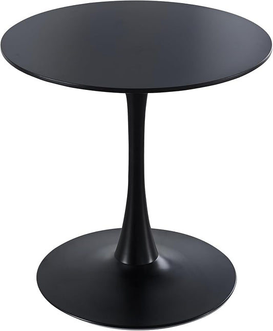 31.5 Inch Round Dining Table,Mid-Century Tulip Table with Metal Pedestal Base,Modern Leisure Table for Small Space Kitchen Dining Room,Easy Assembly,Matte Black
