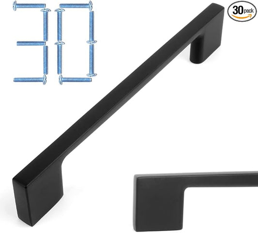 KOOFIZO 30 Pack 5 Inch Matte Black Kitchen Cabinet Pulls Black Cabinet Handles Black Cabinet Hardware for Kitchen Cabinets Drawer P01 Dresser Cupboard Bedroom Bathroom