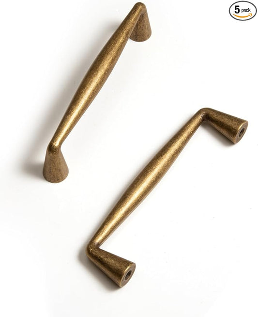 Antique Brass Zinc Alloy Cabinet Pulls - 3-3/4 Inch(96mm) Hole Center Classic Vintage Drawer Handles ,Kitchen Cupboard Bathroom Dresser Cabinet Hardware (5, Antique Brass, 3-3/4"(96mm) Hole Centers)