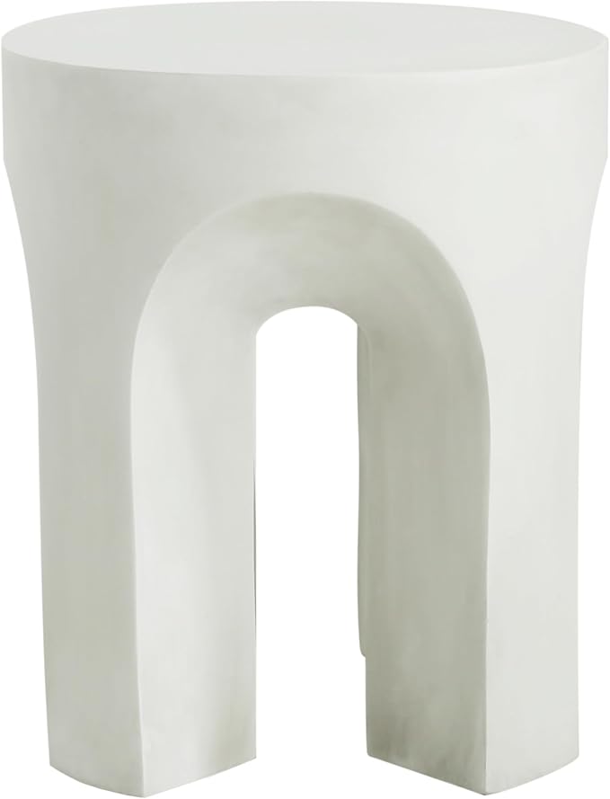 ø18'' Faux Concrete Cement Round Side Table End Table, Modern Contemporary Minimalist Style, MGO Material for Indoor & Outdoor, No Assembly, Antique White