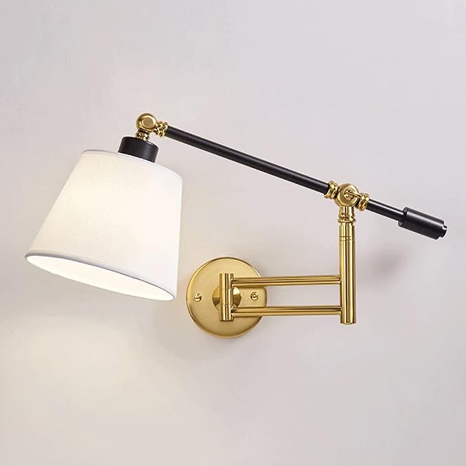Bedside Swing Arm Wall Lamp - Adjustable, E27 Bulb, Retro Industrial Design, Decorative Lighting for Living Room