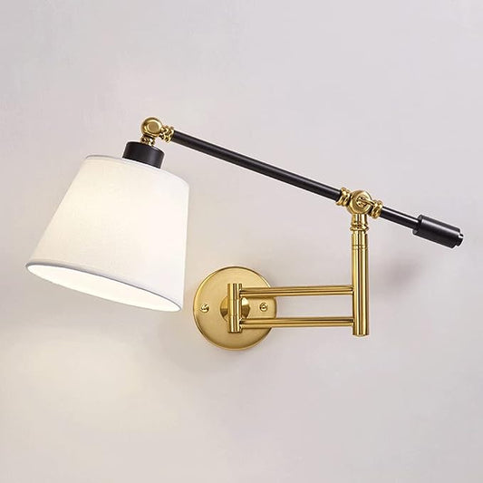 Bedside Swing Arm Wall Lamp - Adjustable, E27 Bulb, Retro Industrial Design, Decorative Lighting for Living Room