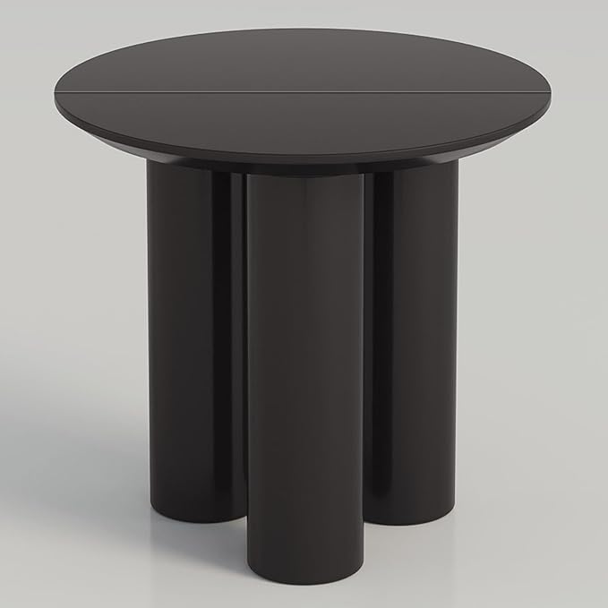 30" Round Dining Table for 2 Person, Circular Black Kitchen Table, Modern Dining Room Table for Kitchen, Living Room, Bar, Small Apartment Space Saving, Table Only