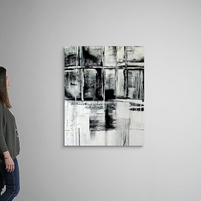 CANVAS ON DEMAND Looking Through Canvas Wall Art Print by Erin Ashley, Contemporary, Abstract, Modern, Home Decor, Black and White Artwork,36" x45in