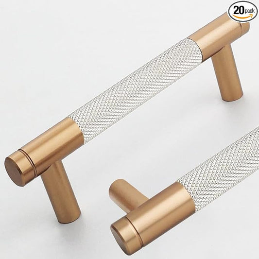 20 Pack 3 3/4 Inch 96 mm Bronze and Nickel Barrel Cabinet Pulls Cupboard Aluminum Handles Drawer Pull Cabinet Handles
