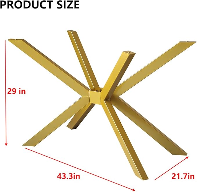 Modern Table Base Gold 29" Metal Dining Table Legs with Suction Cups, Desk Base for Marble,Glass,Wood Top, Furniture Legs for Coffee Table, Home,Kitchen, Office (Gold)