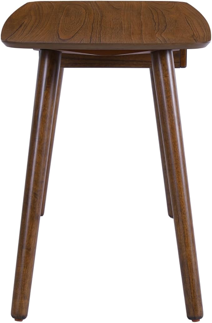 Hassyee Mid-Century Modern Style Writing Desk with Large Drawers, Computer Study Desk with Solid Rubberwood Legs for Home Office Workspace or Entryway (Walnut)