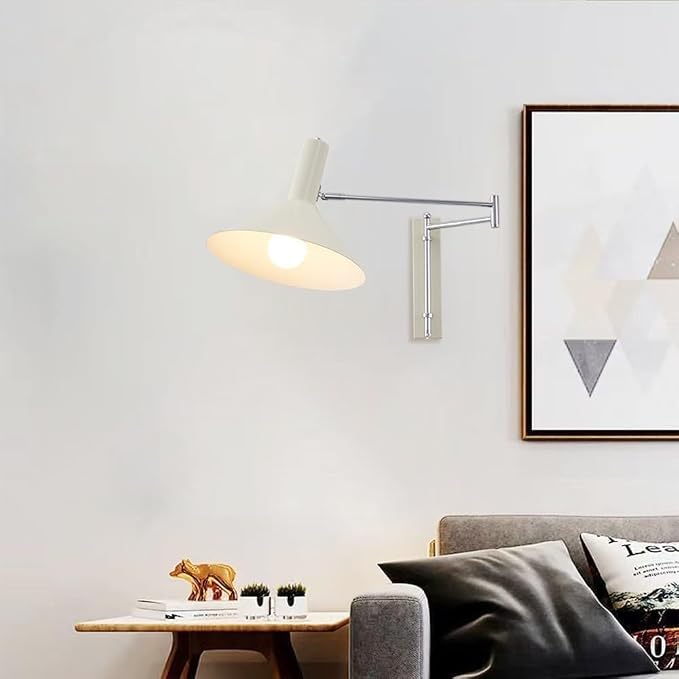 Adjustable E27 Retro Wall Lamp - Nordic Swing Arm Sconce, Metal Telescopic Design, Perfect Reading Light for Bedroom & Living Room Decor, Stylish Home Lighting
