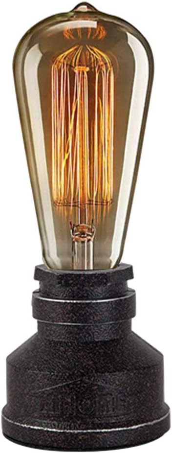 Vintage American Village Style Desk Light Creative Table Lamp Iron Steel Water Pipe Table Night Lights,Rustic Loft Industrial Steampunk Retro Base E26 Holder Fitting Lighting Fixture LED Edison
