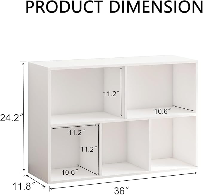 Wooden 5 Cube Storage Organizer with Closed Back Panel,White Cube Shelf Heavy Duty Cubby Storage Organizers with Compartments for Living,Display Shelf,Bookshelf,Storage Furniture
