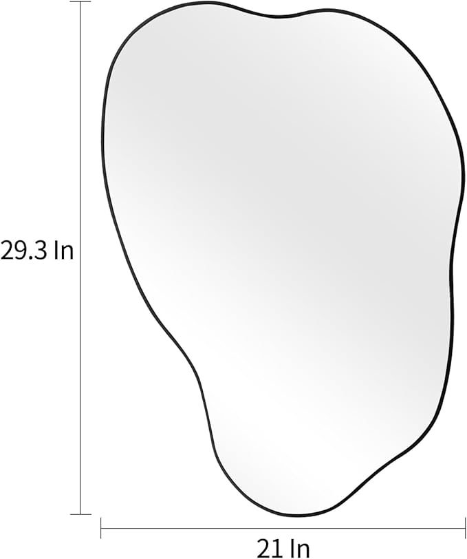 POZINO Asymmetrical Mirror, Black Irregular Mirrors, Cloud Shaped Mirrors, Unique Modern Frameless Mirror for Living Room Bathroom Bedroom Entryway Fireplace,30"x20.5"