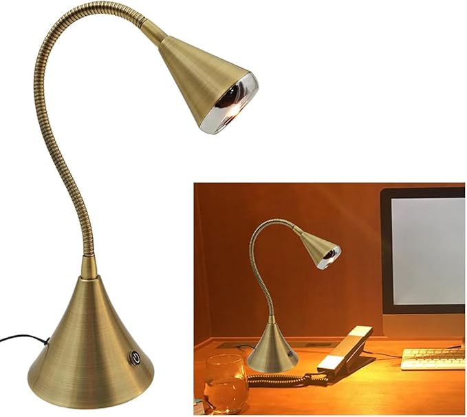 HomeFocus Table Lamp,Desk Lamp,Dimmable Night Light,LED Reading Lamp,Bedside Table Lamp,Eye-Caring Reading Light,LED Desk Lamp for Home Office,College Dorm,Reading,Metal,(Gold).